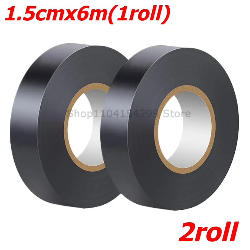 6m/roll Black Electrical Tape High-Temperature Resistant Electrical Tape Durable Soft Insulating Adhesive Electrical Tape