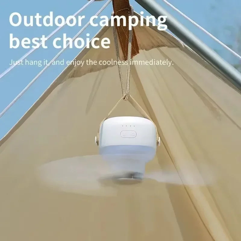Nouveau ventilateur électrique 2026 pour camping, tente, maison, ventilateur de plafond portable rechargeable 7200 mAh avec télécommande et éclairage LED