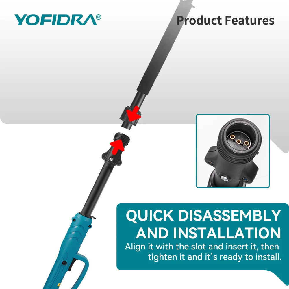 YOFIDRA 4IN1 Brushless Electric Chainsaw Telescoping Pole Saw High Branch Saw Garden Pruning Power Tool for 21V 18V  Battery Pin