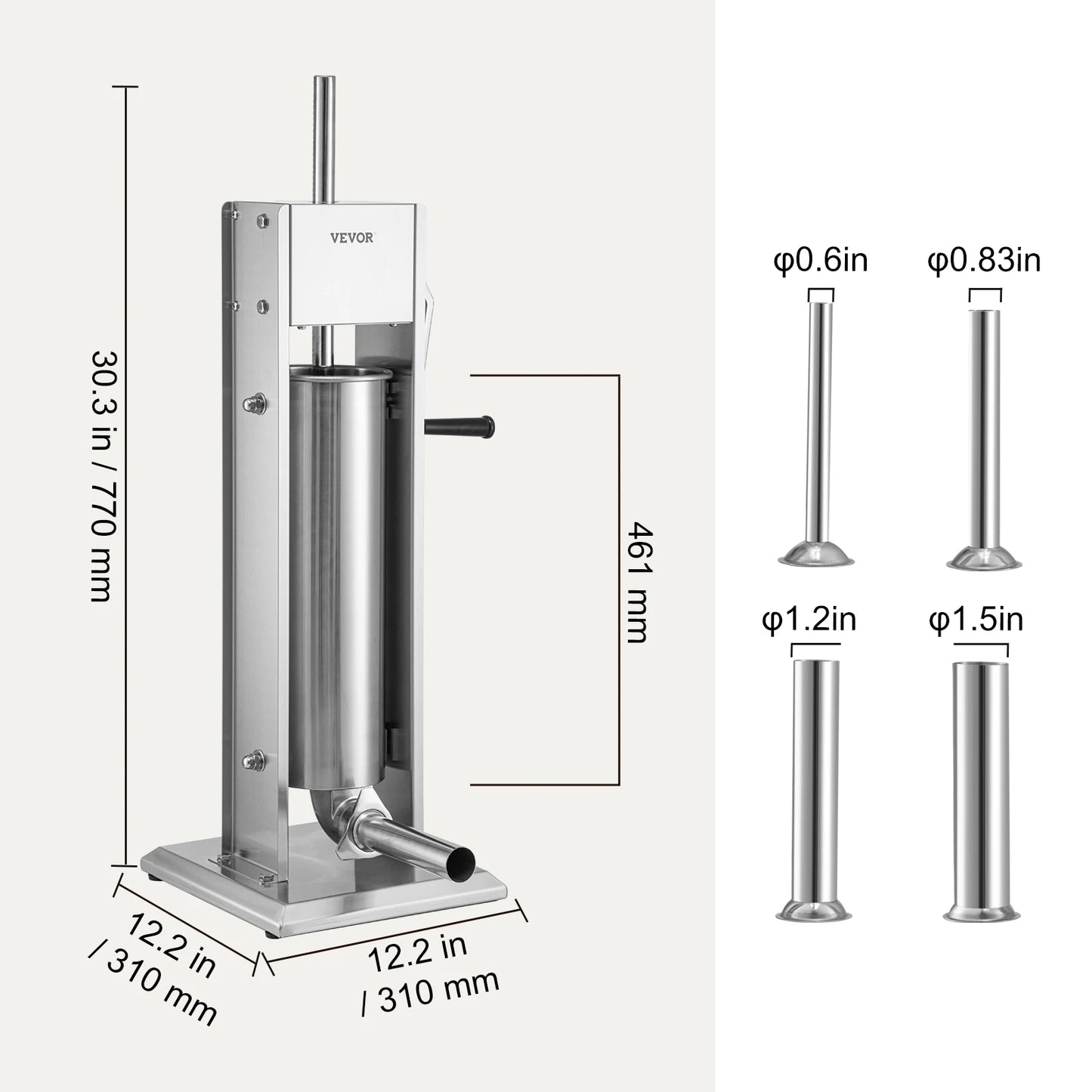 SucceBuy 3 5 7 L Manual Sausage Stuffer Stainless Steel Making Sausage Vertical Maker with 5 Filling Funnels for Home Commercia