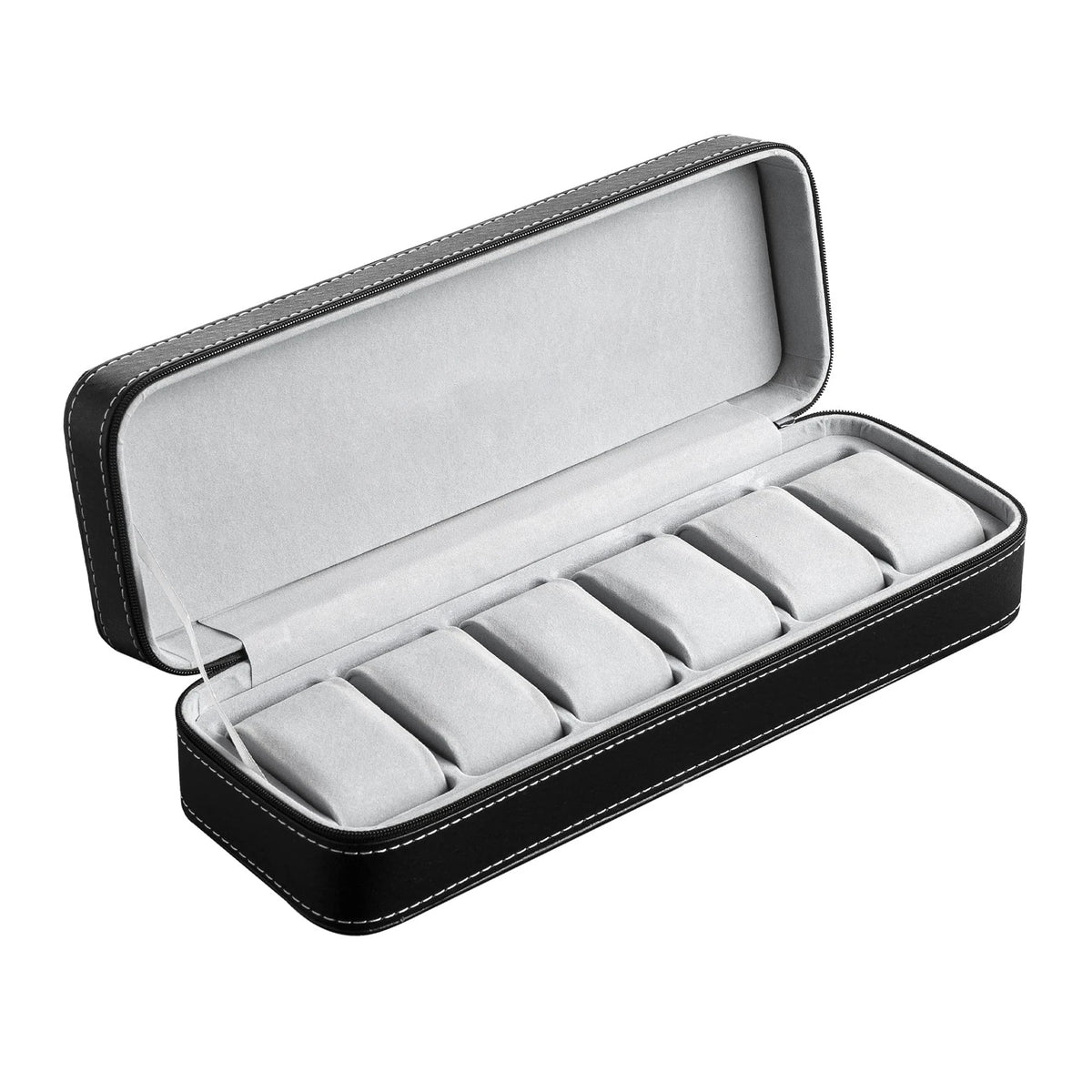 12/10/6 Slot Watch Organizer Box, Zippered Travel Case Luxury PU Leather Watch Storage Box,  Watch Collection Display Holder
