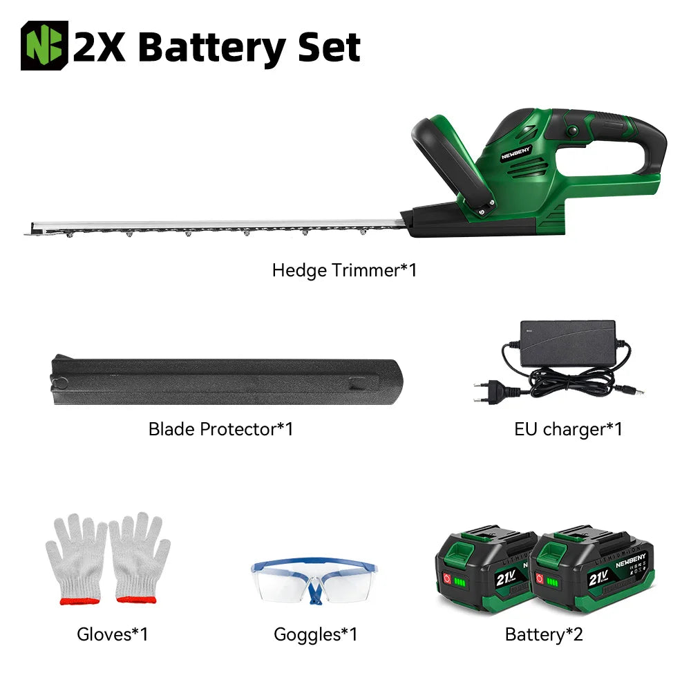 NEWBENY 510MM 2000W Electric Hedge Trimmer 15000RPM Garden Landscaping Pruning Trimming Power Tool For Makita 21V Battery Pin