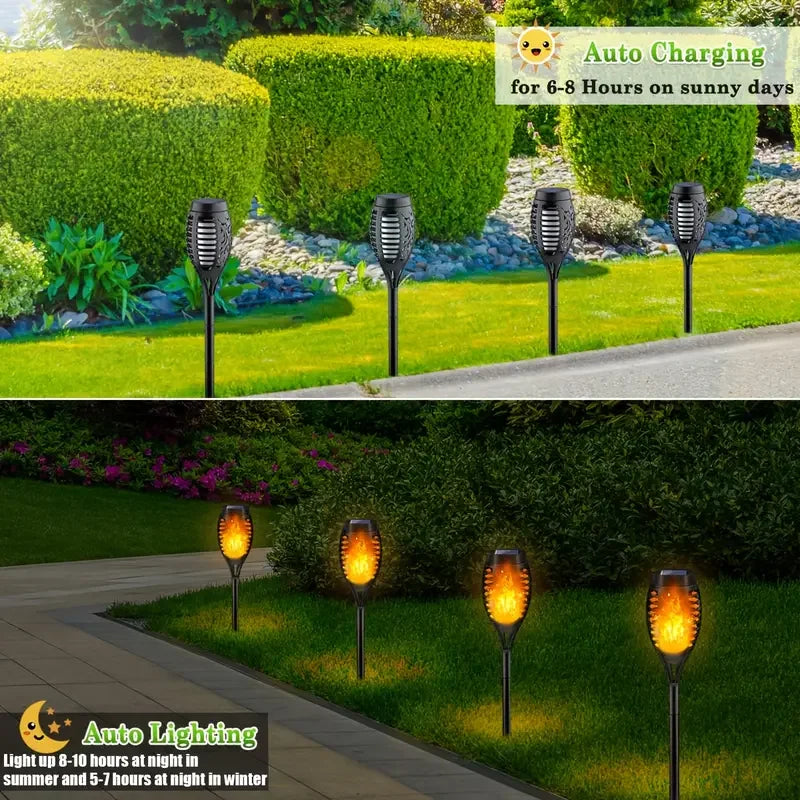 1/2/4/8/10Pcs Solar Flame Torch Lights Flickering Light Waterproof Garden Decoration Outdoor Lawn Path Yard Patio Floor Lamps