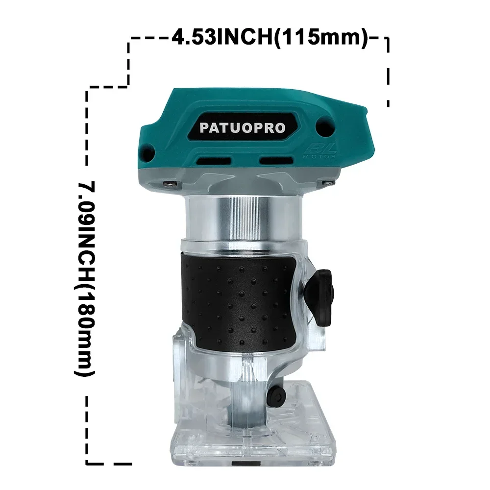 Défonceuse électrique portative sans fil à 5 vitesses, 30 000 tr/min, pour le travail du bois, la gravure et le rainurage (pinces de 6/6,35/8 mm), compatible avec batterie Makita 18V