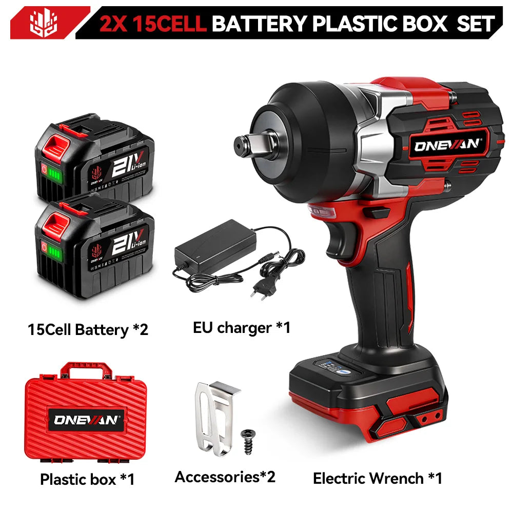 ONEVAN Borstelloze 2800 N.m Elektrische Slagmoersleutel 1/2 Inch 5 Versnellingen Snoerloze Sleutel Elektrisch Gereedschap voor Makita 18V Accu Pin