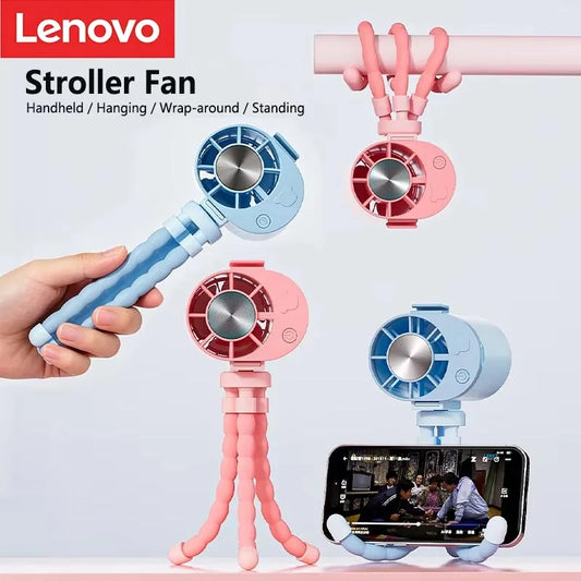 Lenovo New Octopus Fan Baby Stroller Fan Usb Multifunctional Handheld Desktop Phone Holder Fan Waist Hanging Fan