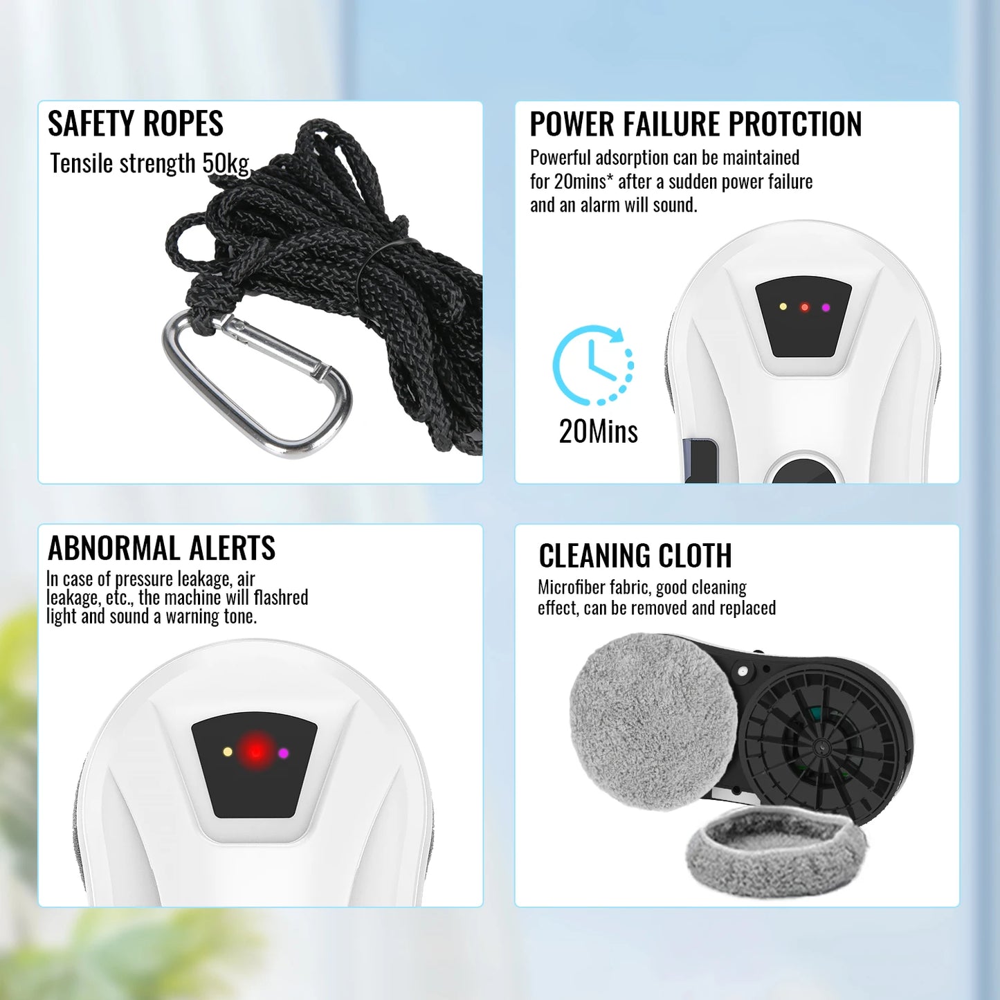 5600PA Window Cleaner Robot Automatic Water Spray Fall Prevention Remote Cleaner Intelligent Control Paths Glass Mirror Wall - Quality Shopping Centre