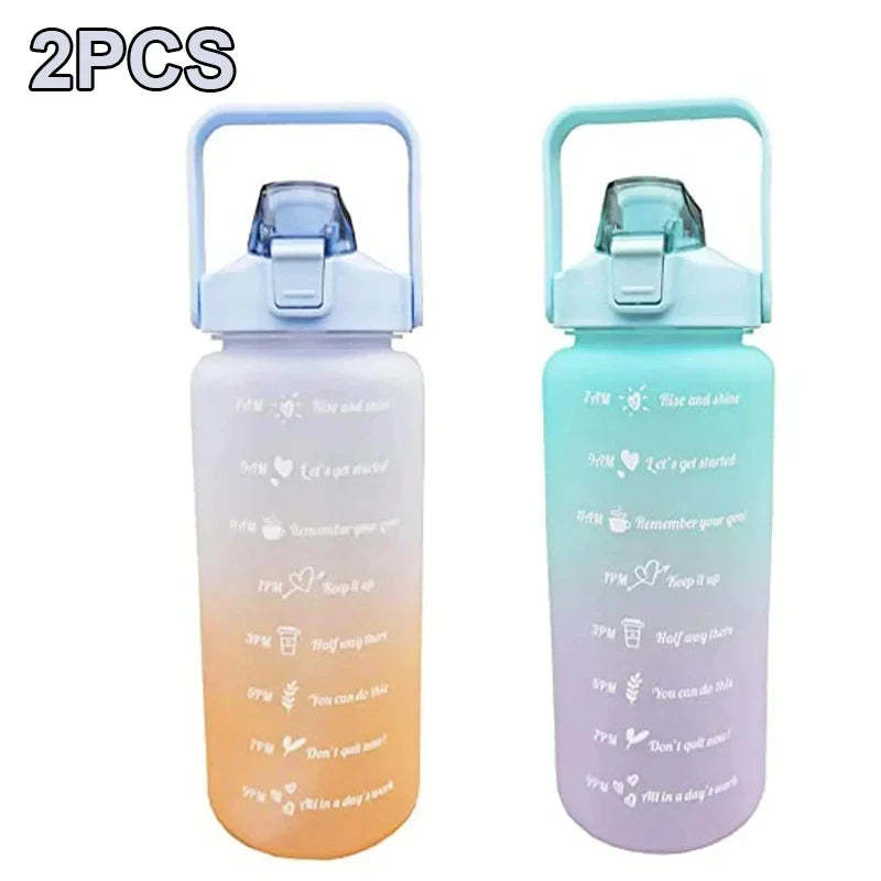 Water Bottle 2 Liter Stay Hydrated Motivated Leakproof Plastic Sport Bottle Reminder Times Sports Outdoor Fitness Office Indoor
