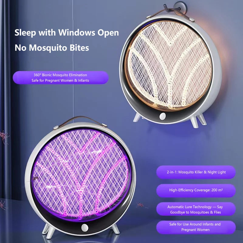 Lenovo 2-in-1 muggendodende lamp, voor binnen en buiten, UV-insectenverdelger, oplaadbare elektrische insectenvanger via USB voor thuis