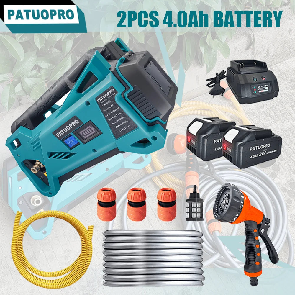 10m Hose Cordless Water Pump 500W for Garden Irrigation and Car Cleaning - Compatible with Makita 18V Battery - Quality Shopping Centre