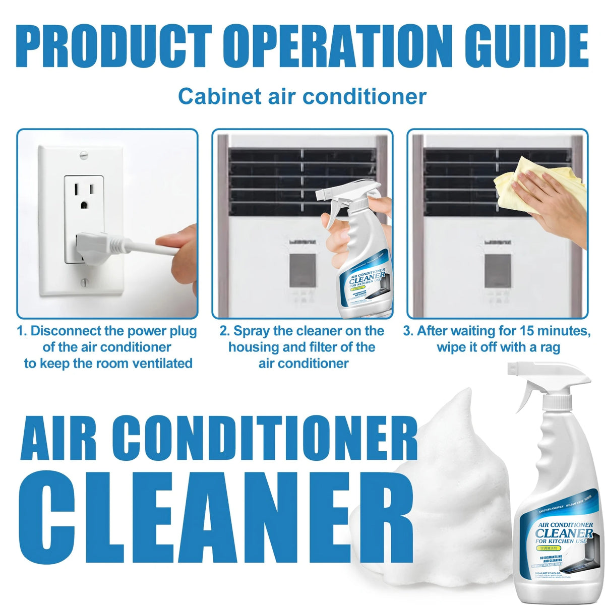 New 500ML Air Conditioner Foaming Cleaner Spray Deodorizer Professional Household Outside Machine Cleaning Foam Spray Deodorizer