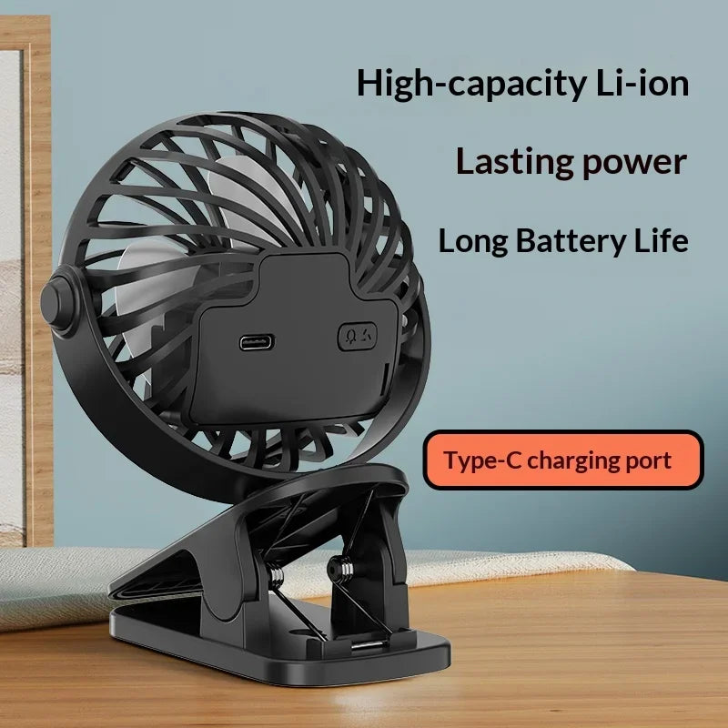 Lenovo Nieuwe draagbare oplaadbare clip-ventilator 720° draaibare hangende ventilator met nachtlampje luchtkoeler voor buiten kamperen