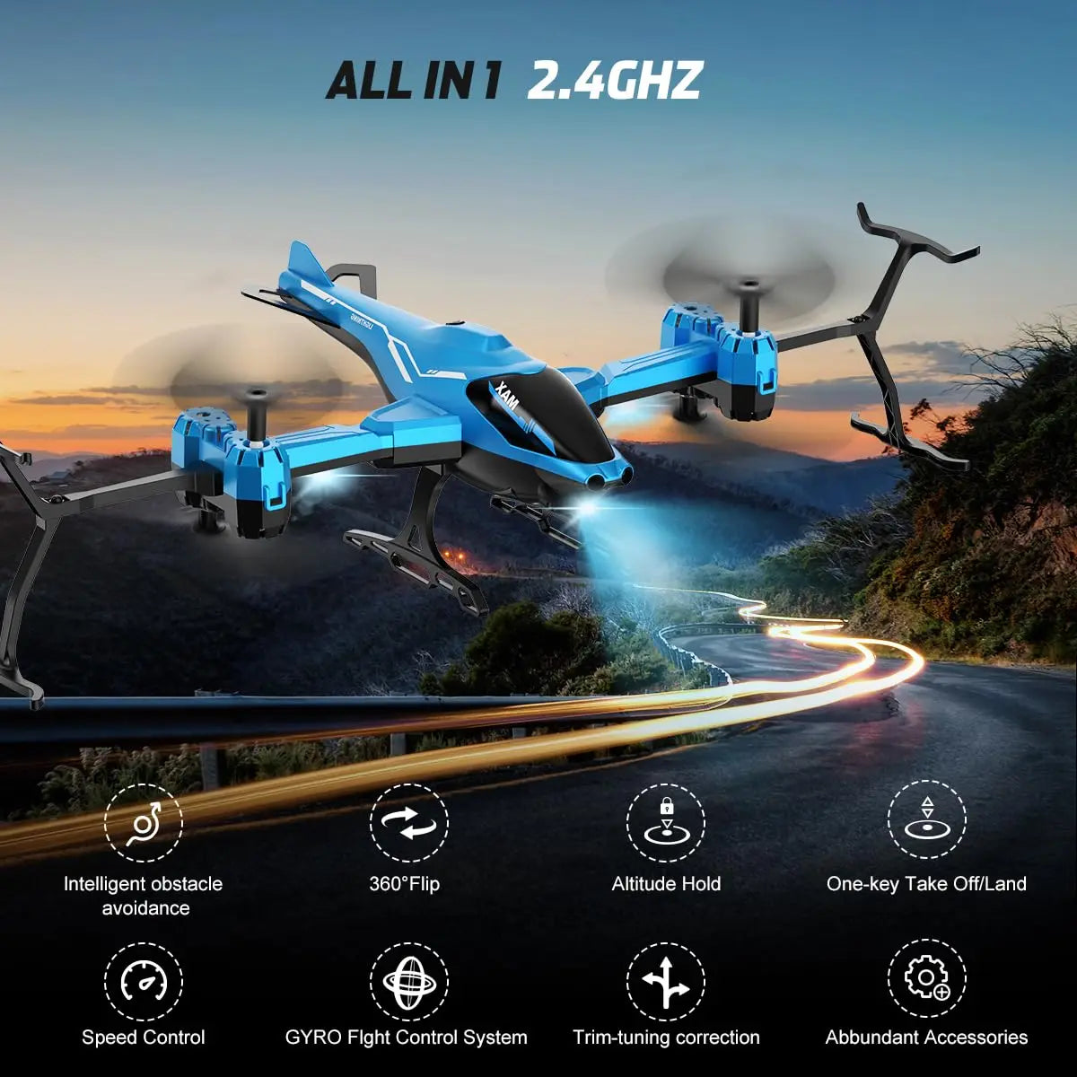 VATOS Super Function All in 1 RC Helicopter with Remote Control 2.4G - 360° Flip, Obstacle Avoidance, LED Light - Perfect Gift for Kids and Adults - Quality Shopping Centre