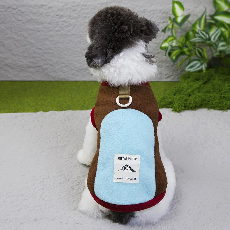 Winter Warm Pet Dog Coat with D-Ring Fleece Dog Clothes for Small Medium Dogs Puppy Clothes Outfit Dog Accessories