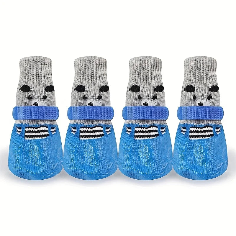4pcs/lot Pet Dog Shoes Socks Anti-Slip Puppy Socks Warm Dog Boots Pet Paw Protectors for Small Dogs Pet Supplies