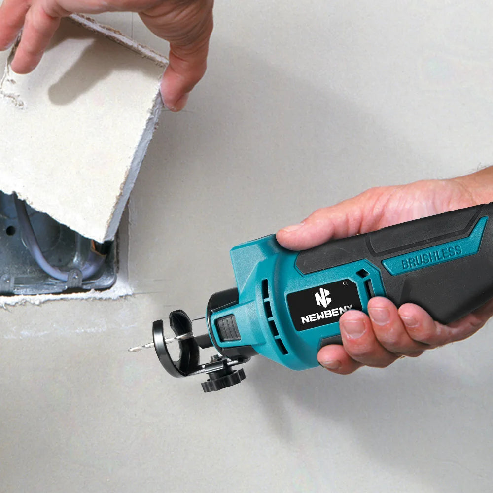 NEWBENY 3 Gear Brushless Electric Drywall Cut-Out Tool Wood Drywall Sheetrock Rotary Saw Power Tool For Makita 18-21VBattery Pin