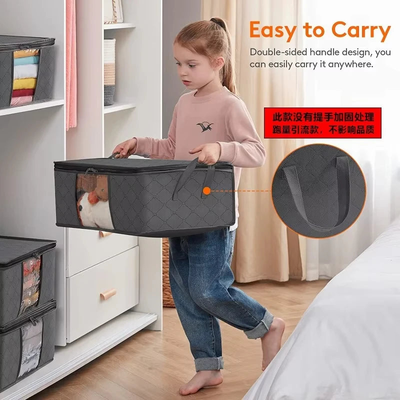 35/60/90L Foldable Storage Clothes Organizers Suitcase Big Capacity Travel Suitcases Organizer for Organizing Bedroom Closet