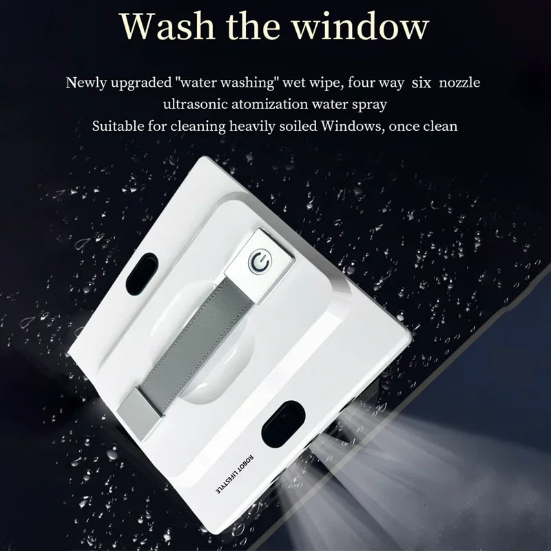 2026 Robot Window Cleaner Washer Glass Window Cleaning Robot RL528 Big 100ml Water Tank, Six Water Jet, 5200Pa Strong Suction