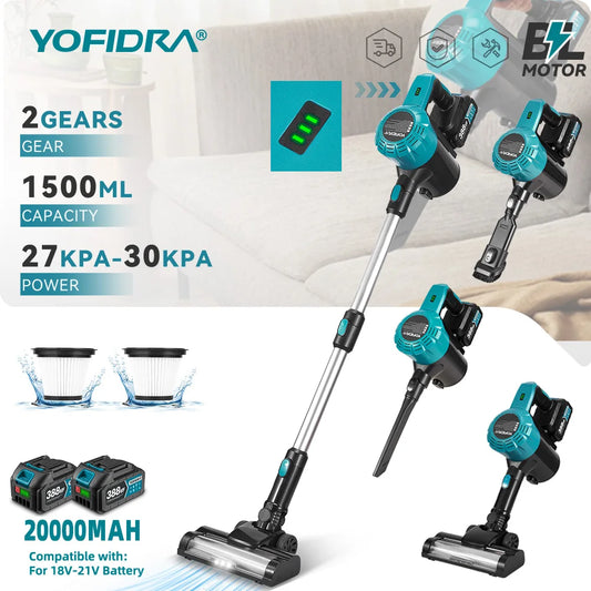 YOFIDRA 1500ML Brushless Electric Vacuum Cleaner Rechargeable Dust Catcher Househeld Indoor Cleaning Tool For Makita Battery Pin