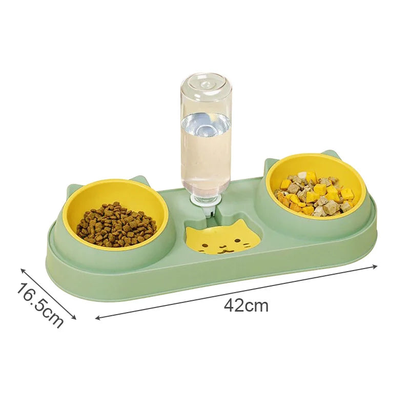 3 in 1 Pet Cat Feeder Pet Double Bowl for Cats Small Dogs Automatic Cat Water Dispenser Raised Kitten Food Bowl Cat Accessories