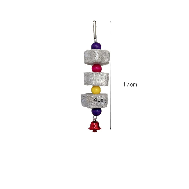 Natural Mineral Teeth Molar Stone Pet Hanging String Molars Toys for Guinea Pig Hamster Rabbit Teeth Grinding Stone