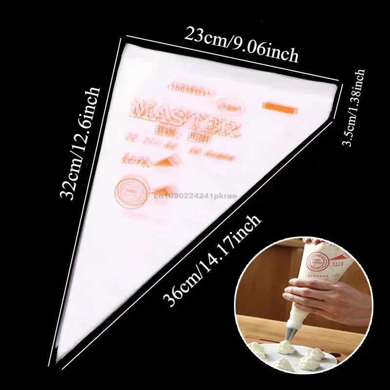 Disposable Cream Pastry Bag Pastry Piping Bag Cake Decorating Tools Cupcake Piping Kitchen Baking Accessories 200/100PCS