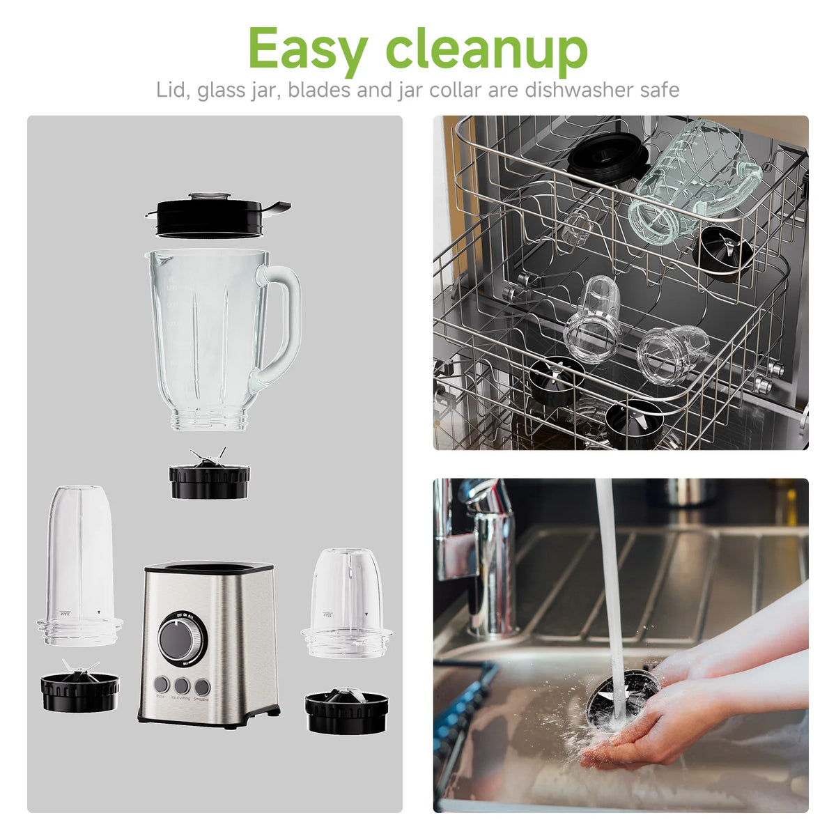 BioloMix 3-in-1 Smoothie Blender met roestvrijstalen messen 1300W persoonlijke blender en molen-combinatie voor babyvoeding en sap