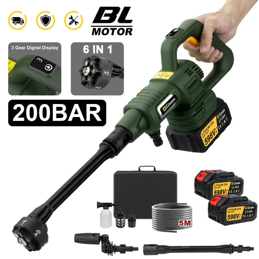 Gisam 200Bar Brushless Electric High Pressure Washer 3 Gears Car Washing Gun Garden Water Gun Tool for Makita 18V Battery pins