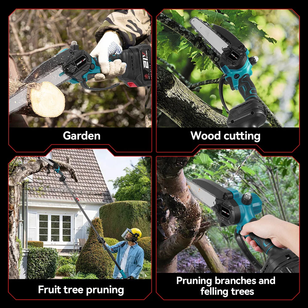 ONEVAN 5500W 8Inch Brushless Telescoping Pole Electric Chainsaw 2 IN 1 High Branch Garden Pruning Tool For 21V 18V Battery