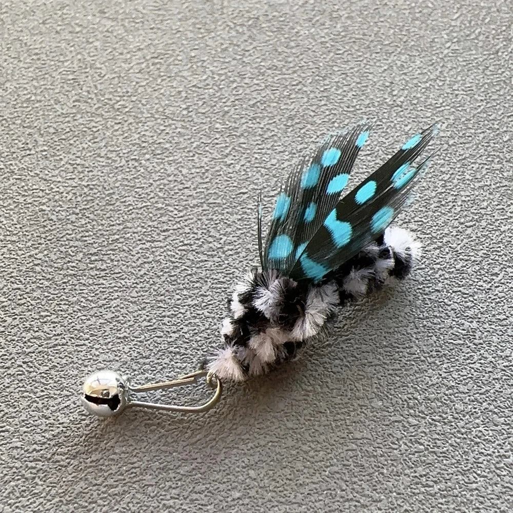 Lot de 3 jouets pour chat en forme d'insecte, canne à pêche avec têtes interchangeables, plumes, accessoires pour animaux