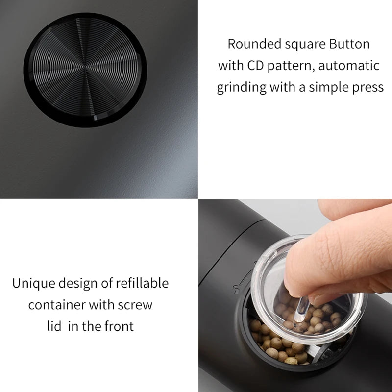 Automatic Electric Pepper Grinder Mill Pepper Salt Grinder Adjustable Coarseness Machine Pasta Ingredients Tools for Cooking