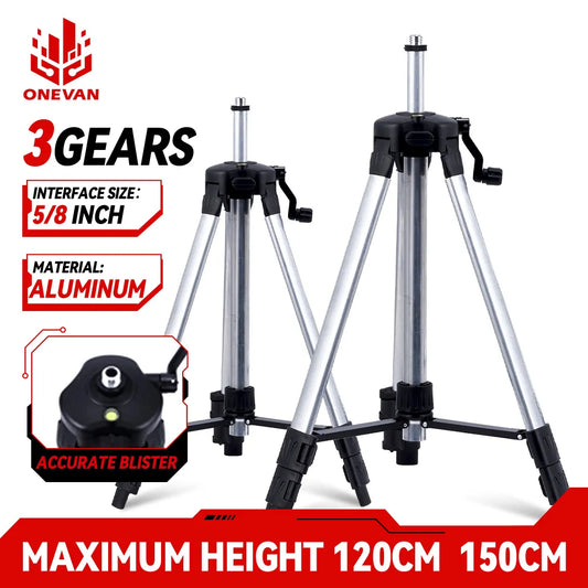 ONEVAN 1.2M/1.5M Laser Level Tripod Adjustable Height Bracket Thicken Aluminum Extension Bar Tripod Stand Tool For Laser Level