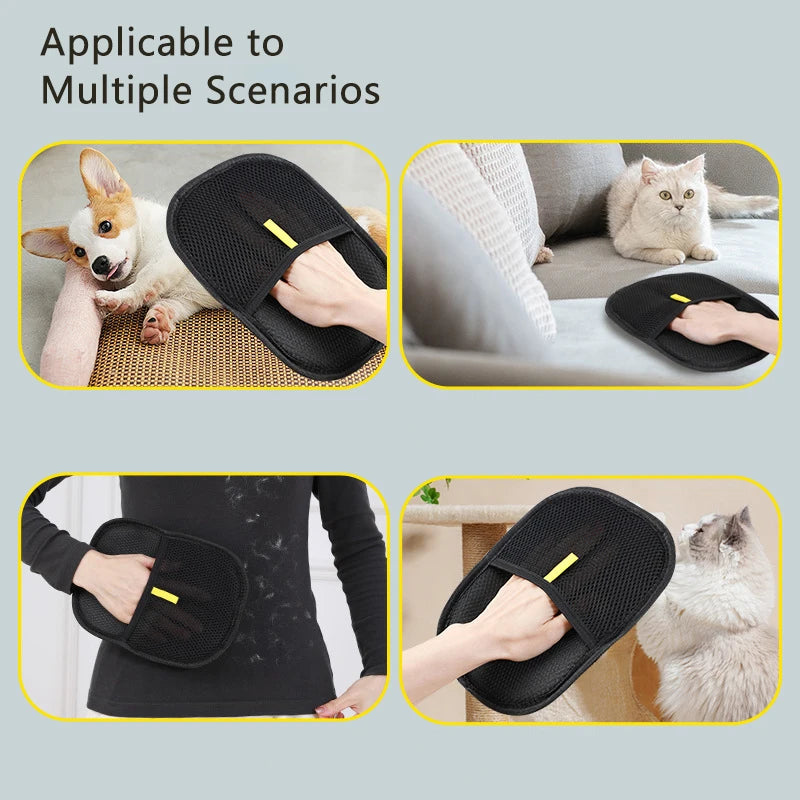 Pet Hair Removal Gloves Reusable Cat Static Electricity Hair Removal Gloves Double-Sided Grooming Gloves for Pets Cat Accessory