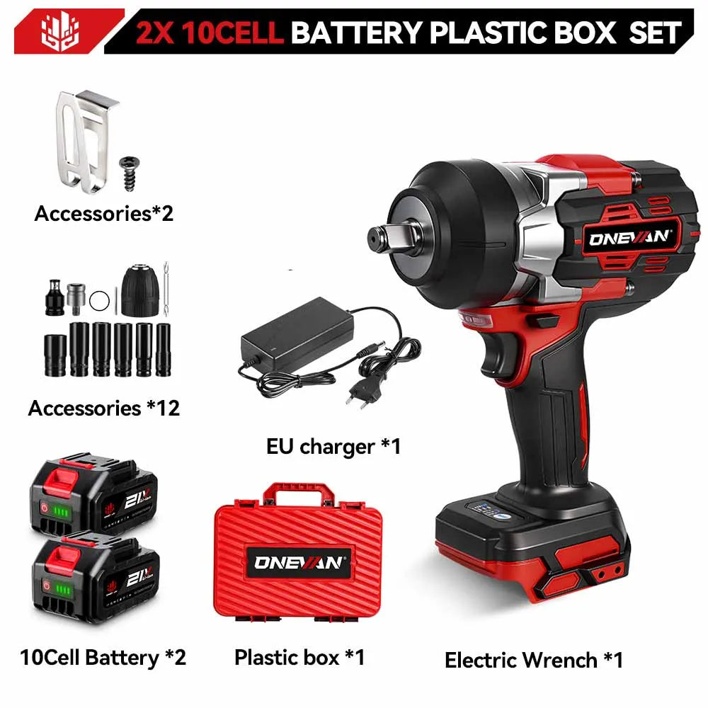 ONEVAN Borstelloze 2800 N.m Elektrische Slagmoersleutel 1/2 Inch 5 Versnellingen Snoerloze Sleutel Elektrisch Gereedschap voor Makita 18V Accu Pin