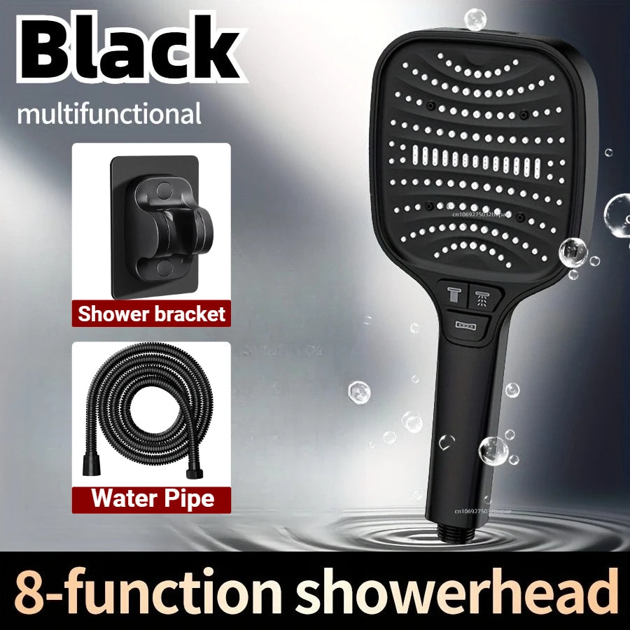 8 Modes Large Pressurized Shower Head Water Filter Antibacterial Shower Nozzle Purification Showerhead For Hotel Bathroom Use