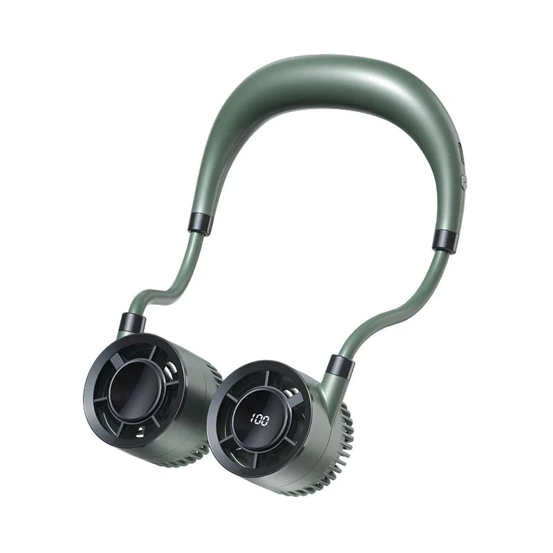 Ventilateur de cou portable Lenovo 100 vitesses, ventilateur sans pales à suspendre avec écran LED, ventilateur rechargeable par USB pour le sport en extérieur et les voyages