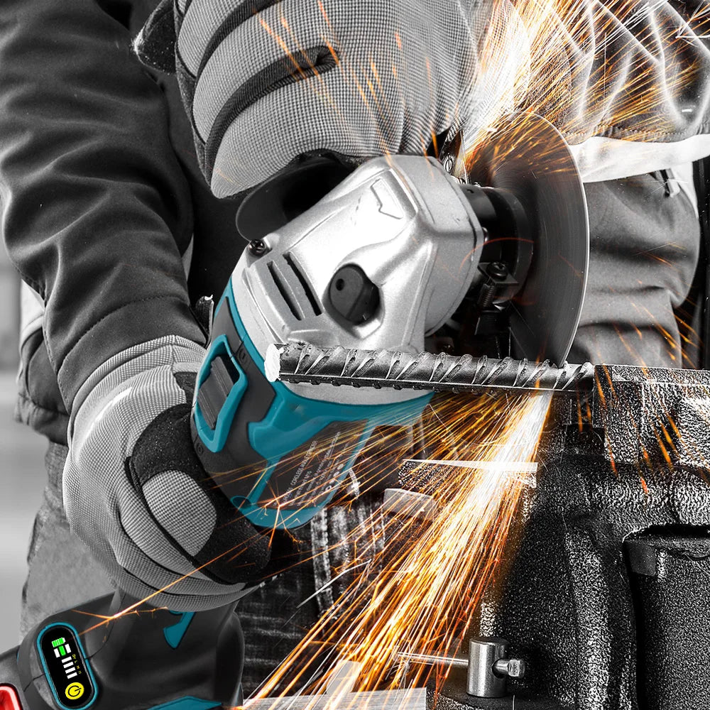 YOFIDRA Meuleuse d'Angle Sans Fil Brushless 4 Vitesses 125mm Machine de Coupe Polissage Outil Électrique pour Batterie Makita