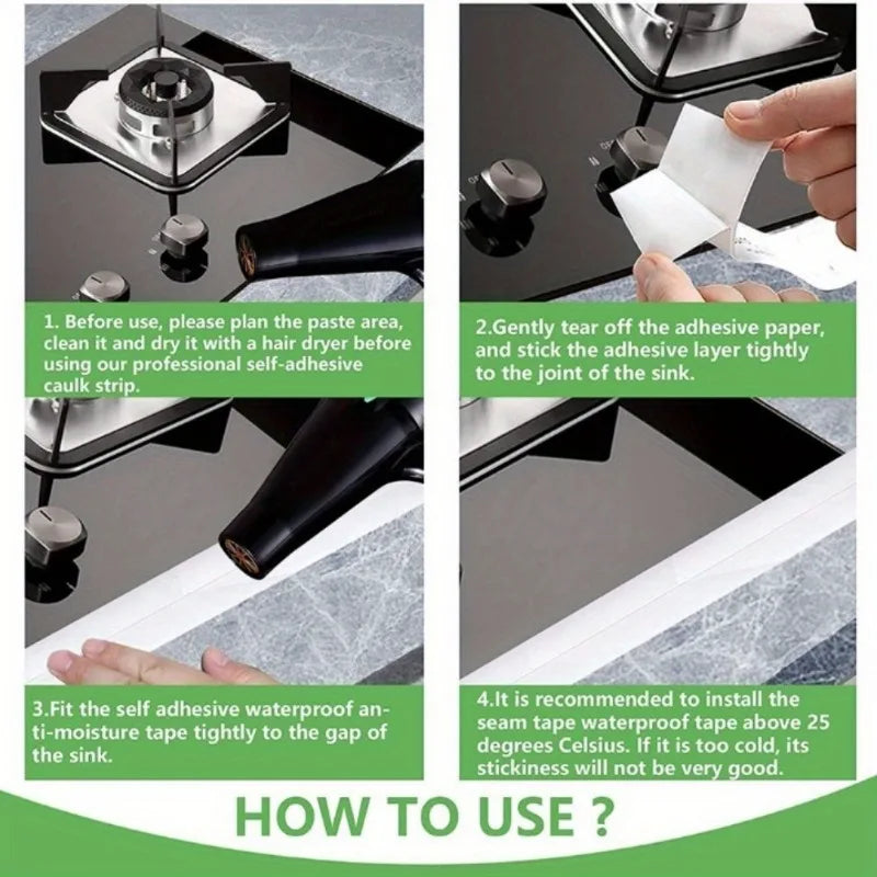 Waterproof Sealing Tape PVC Self Adhesive Bathroom Bath Wall Glue Sticker Kitchen Sink Caulk Mold Proof Seal Covering Tape Strip