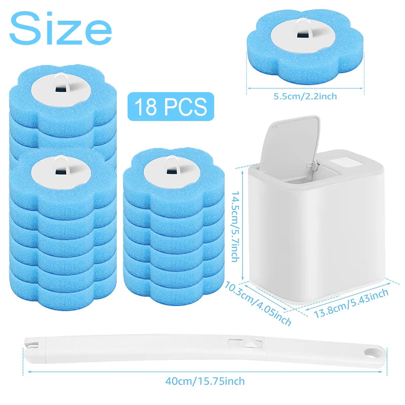 Upgrade Toilet Brush Kit with Disposable Replacement Heads Long-Handle Hygienic Bathroom Cleaning Brush for Home WC Accessories