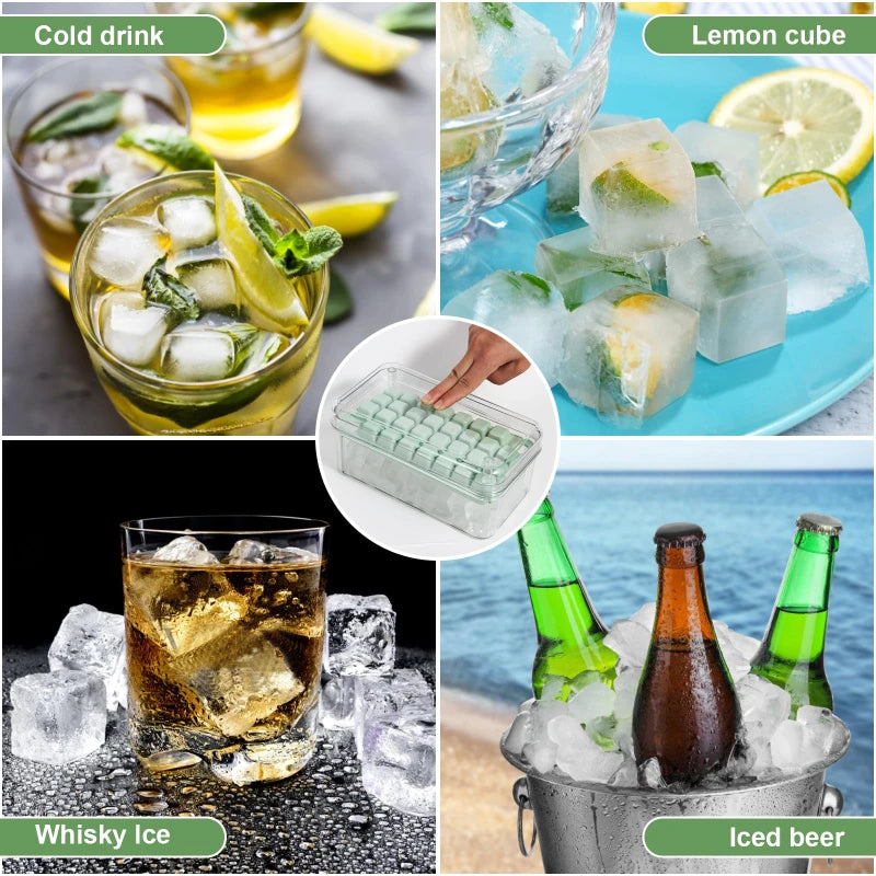 Silicone Mold Ice Cube Tray with Lid Silicone Ice Buckets Ice Mold DIY Moulds Ice-cream Maker Kitchen Tool Ssummer Accessories
