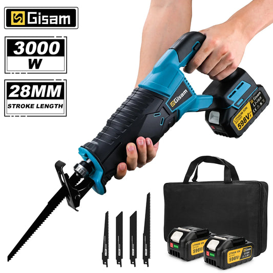 Gisam 10000SPM Electirc Reciprocating Saw Multifunction Cordless Electirc Saw Metal Wood Pipe Cutting For makita 18v battery pin