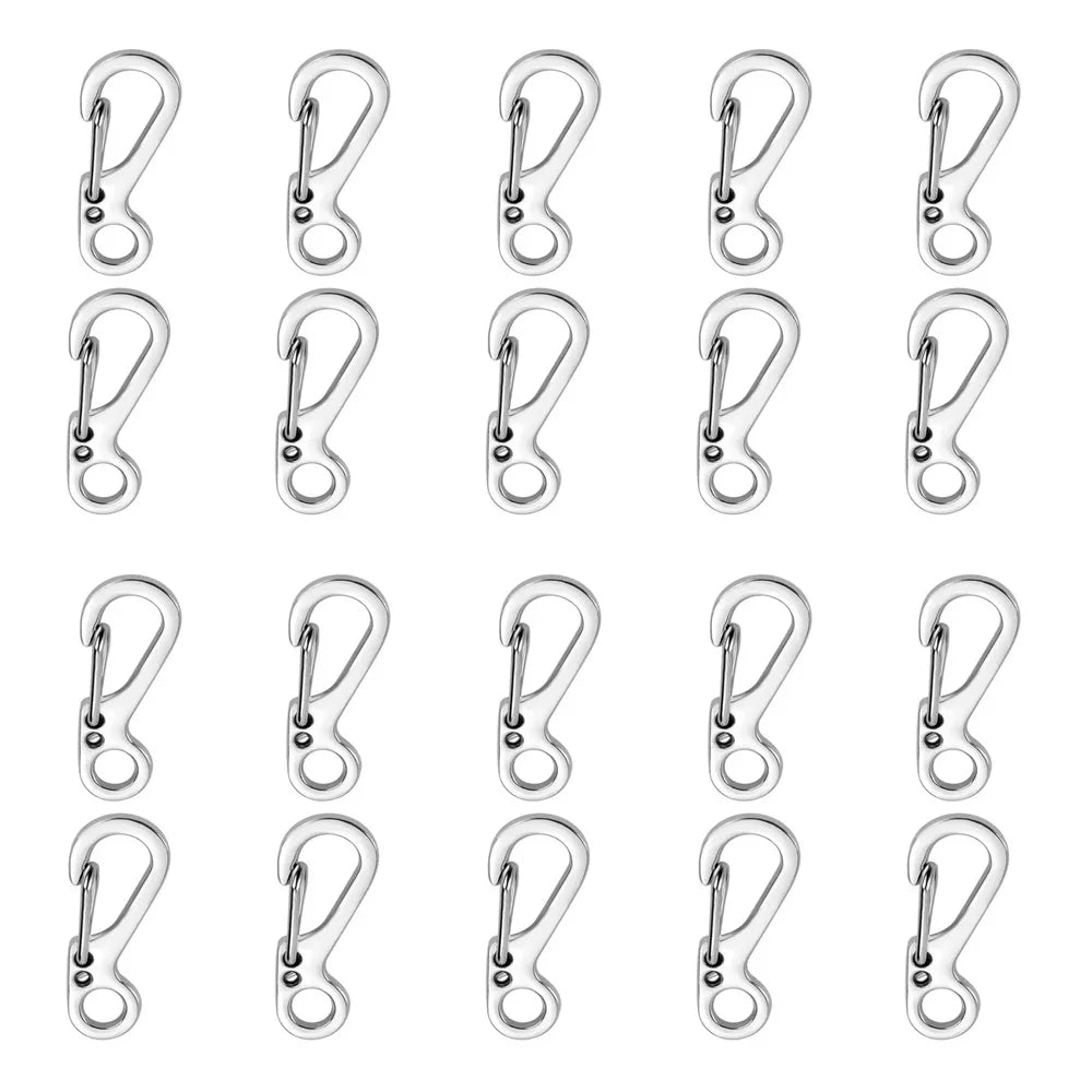 20Pcs Mini Spring Carabiners Set Outdoor EDC Rope Clasps Keychain Camping Hooks Paracord Clips Tactical Survival Buckle