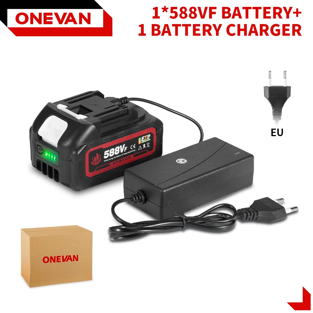 ONEVAN Oplaadbare Lithium-ion accu 15000mAh Li-ion accu Elektrische kettingzaag moersleutel elektrisch gereedschap voor Makita 18V accupin