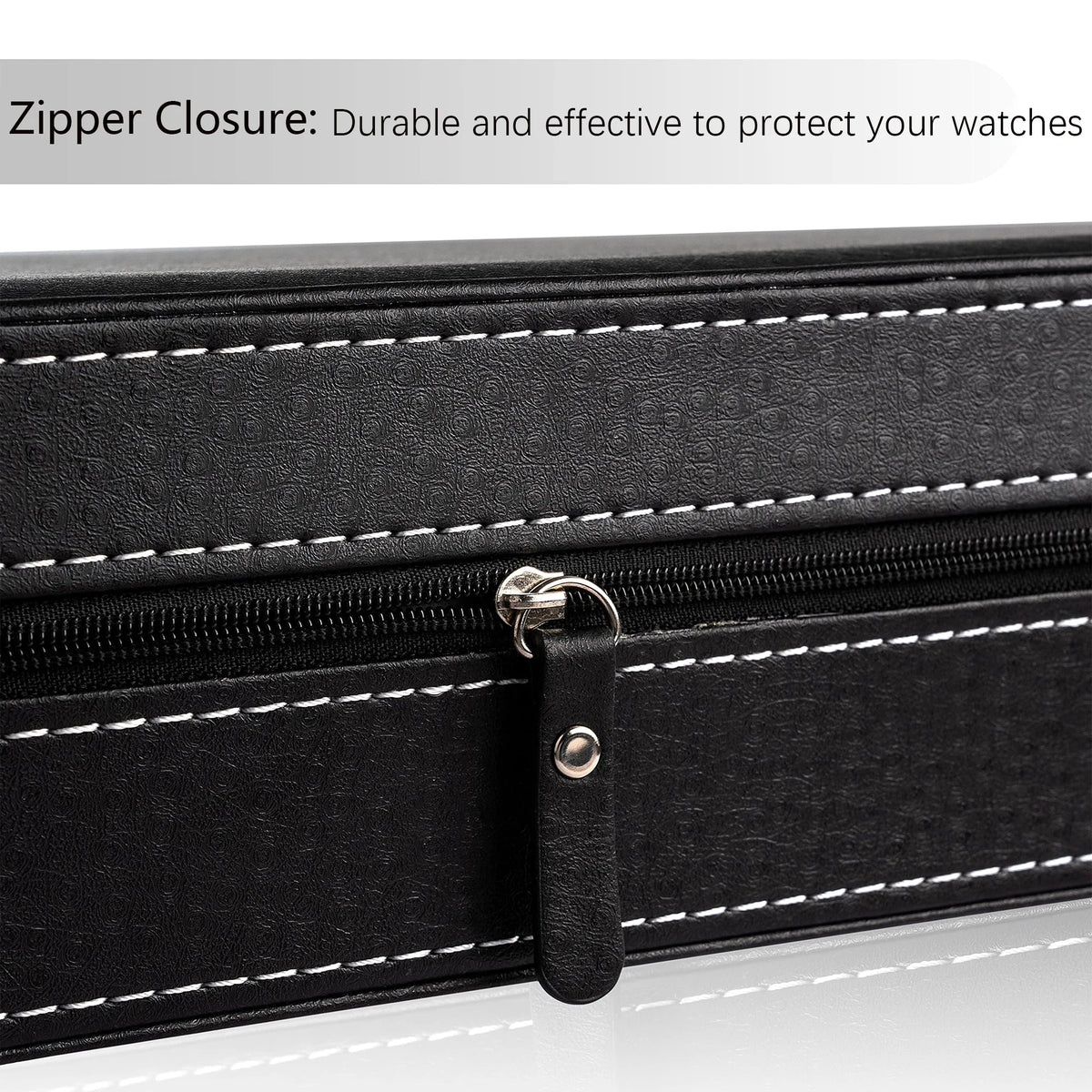 12/10/6 Slot Watch Organizer Box, Zippered Travel Case Luxury PU Leather Watch Storage Box,  Watch Collection Display Holder