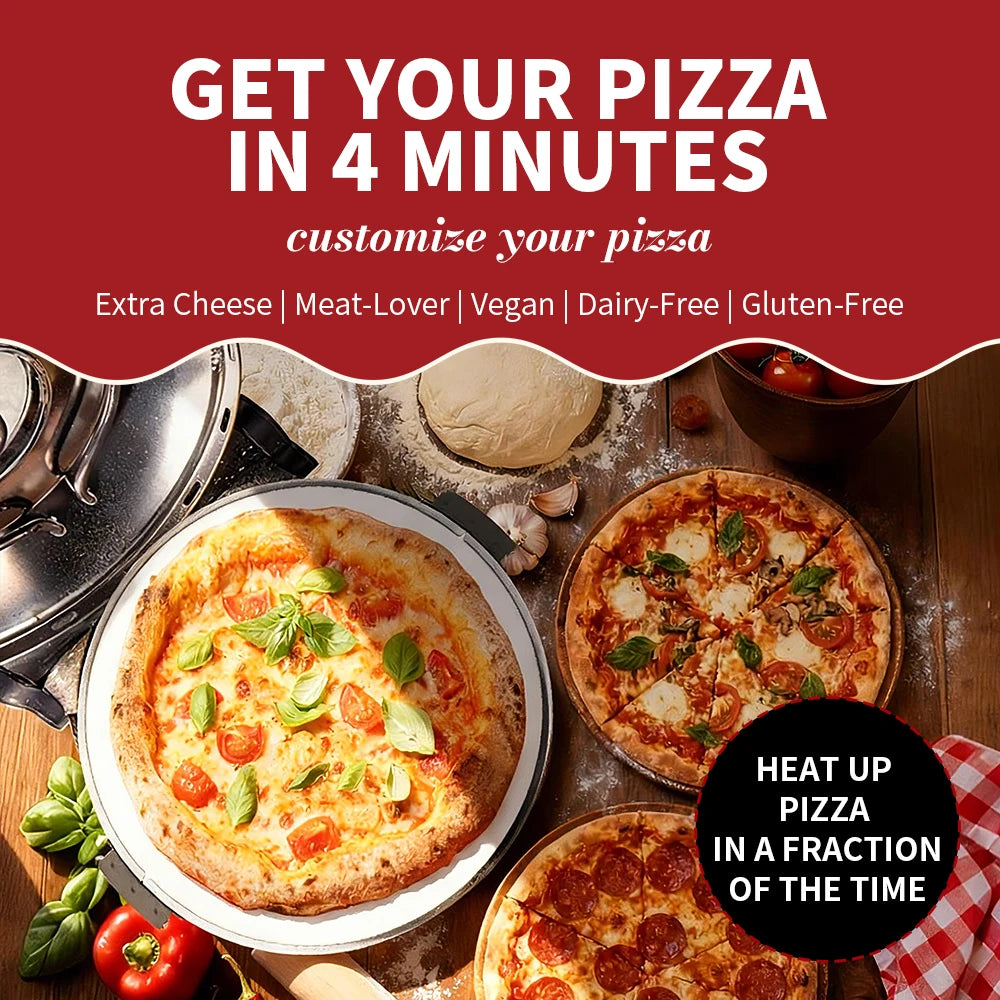 Klaif Electric Pizza Maker, 420℃, 1200 Watt, 5 Separate Temperature Levels, Flame Resistant Stone Plate 1200W 32cm