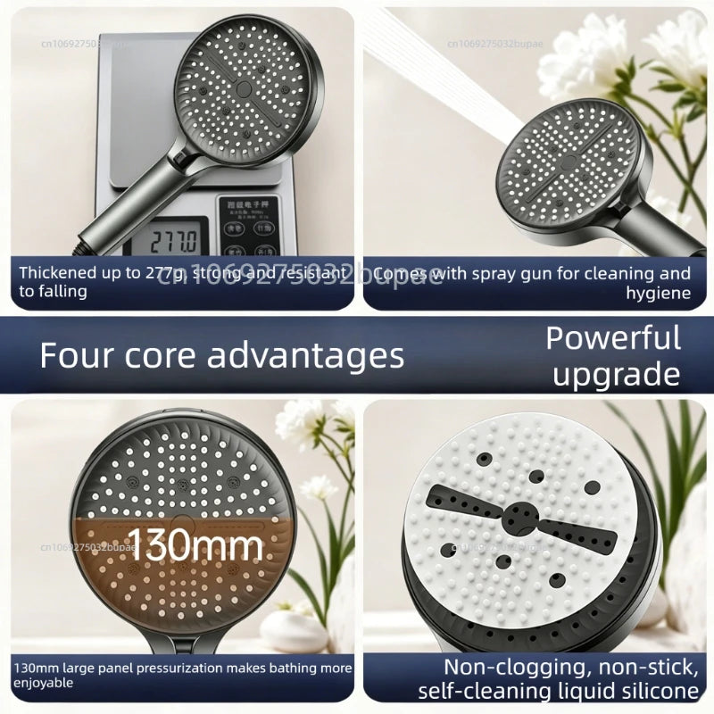 High Pressure Filtered Shower Head 6 Modes Chlorine Removal Handheld Large Flow Water Saving SPA Showerhead for Bathroom Home