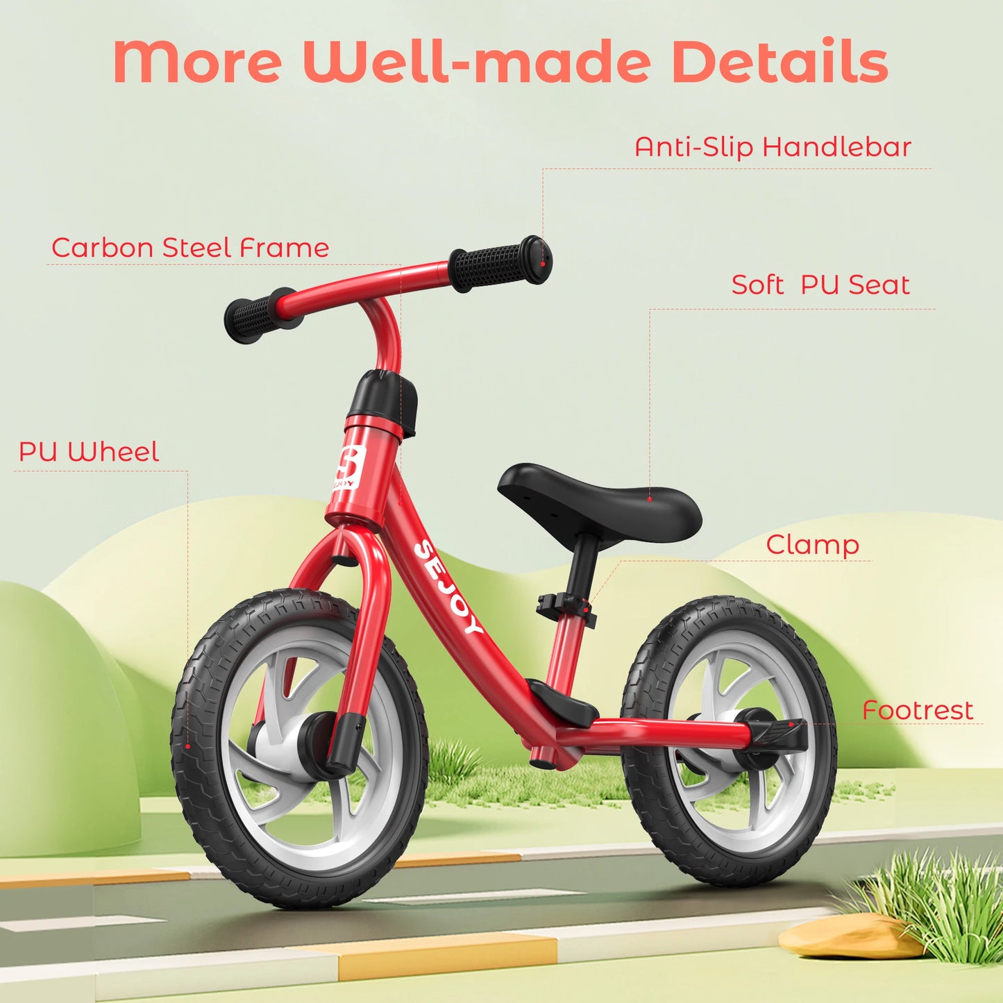 SEJOY Balance Bike for Kids - 12" Wheels, Adjustable Saddle, Perfect Outdoor Toy for Ages 3-6 Years Old - Quality Shopping Centre