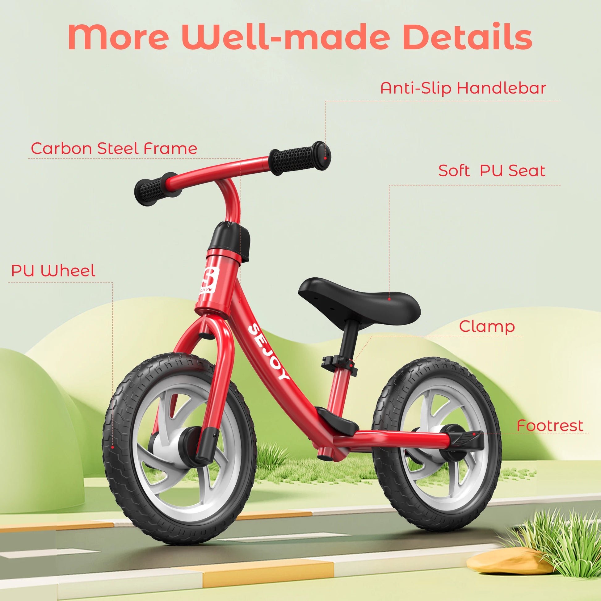 SEJOY Balance Bike for Kids - 12" Wheels, Adjustable Saddle, Perfect Outdoor Toy for Ages 3-6 Years Old - Quality Shopping Centre