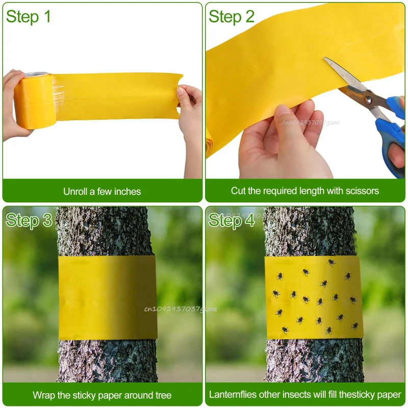 10M Double-Sided Sticky Insect Barrier Tape High Adhesion Waterproof for Trees Gardens Outdoor Pest Control for Trees Gardens