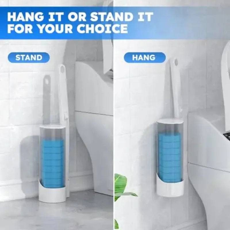 Disposable Toilet Brush Set Comes with Toilet Cleaner Long-Handled Cleaning Tool Replacement Head Sterile Cleaning Brush Head